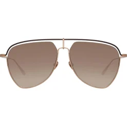 Linda Farrow - Alma Aviator Sunglasses in Rose Gold - LFL1205C2SUN - Linda Farrow Eyewear - Avvenice