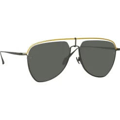 Linda Farrow - Alma Aviator Sunglasses in Nickel - LFL1205C3SUN - Linda Farrow Eyewear - Avvenice