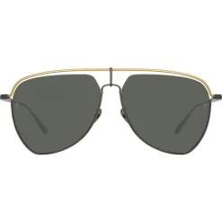 Linda Farrow - Alma Aviator Sunglasses in Nickel - LFL1205C3SUN - Linda Farrow Eyewear - Avvenice