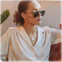 Linda Farrow - Alma Aviator Sunglasses in Nickel - LFL1205C3SUN - Linda Farrow Eyewear - Avvenice