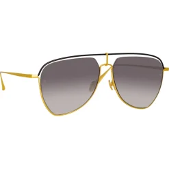 Linda Farrow - Alma Aviator Sunglasses in Yellow Gold - LFL1205C1SUN - Linda Farrow Eyewear - Avvenice