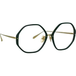 Linda Farrow - Alona Hexagon Optical Glasses in Green - LFL901C23OPT - Linda Farrow Eyewear - Avvenice