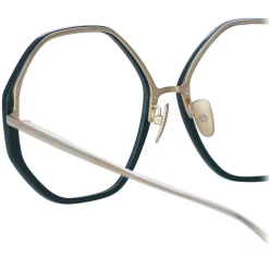 Linda Farrow - Alona Hexagon Optical Glasses in Green - LFL901C23OPT - Linda Farrow Eyewear - Avvenice