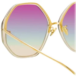 Linda Farrow - Alona Hexagon Sunglasses in Truffle - LFLC901C7SUN - Linda Farrow Eyewear - Avvenice