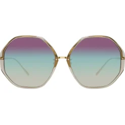 Linda Farrow - Alona Hexagon Sunglasses in Truffle - LFLC901C7SUN - Linda Farrow Eyewear - Avvenice