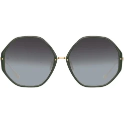 Linda Farrow - Alona Hexagon Sunglasses in Green - LFL901C21SUN - Linda Farrow Eyewear - Avvenice