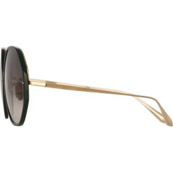 Linda Farrow - Alona Hexagon Sunglasses in Green - LFL901C21SUN - Linda Farrow Eyewear - Avvenice