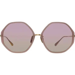 Linda Farrow - Alona Hexagon Sunglasses in Lilac - LFL901C25SUN - Linda Farrow Eyewear - Avvenice