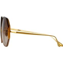 Linda Farrow - Alona Hexagon Sunglasses in Gradient Brown - LFL901C22SUN - Linda Farrow Eyewear - Avvenice