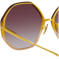 Linda Farrow - Alona Hexagon Sunglasses in Gradient Brown - LFL901C22SUN - Linda Farrow Eyewear - Avvenice