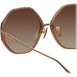Linda Farrow - Alona Hexagon Sunglasses in Tobacco - LFL901C22SUN - Linda Farrow Eyewear - Avvenice