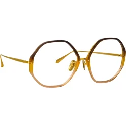 Linda Farrow - Alona Hexagon Optical Glasses in Brown Gradient - LFL901C24OPT - Linda Farrow Eyewear - Avvenice