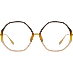 Linda Farrow - Alona Hexagon Optical Glasses in Brown Gradient - LFL901C24OPT - Linda Farrow Eyewear - Avvenice