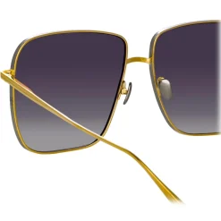 Linda Farrow - Andoa Squared Sunglasses in Yellow Gold Grey Gradient - LFL1254C2SUN - Linda Farrow Eyewear - Avvenice