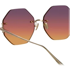 Linda Farrow - Arua Hexagon Sunglasses in Light Gold - LFL1267C1SUN - Linda Farrow Eyewear - Avvenice