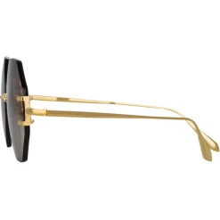 Linda Farrow - Arua Hexagon Sunglasses in Yellow Gold - LFL1267C1SUN - Linda Farrow Eyewear - Avvenice