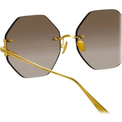 Linda Farrow - Arua Hexagon Sunglasses in Yellow Gold - LFL1267C1SUN - Linda Farrow Eyewear - Avvenice