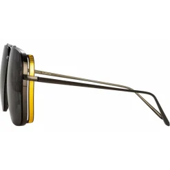 Linda Farrow - Asher Aviator Sunglasses in Nickel - LFL1122C3SUN - Linda Farrow Eyewear - Avvenice