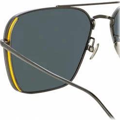 Linda Farrow - Asher Aviator Sunglasses in Nickel - LFL1122C3SUN - Linda Farrow Eyewear - Avvenice