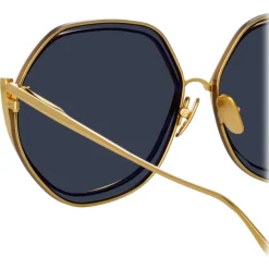 Linda Farrow - Aspen Hexagon Sunglasses in Yellow Gold - LFL1355C3SUN - Linda Farrow Eyewear - Avvenice