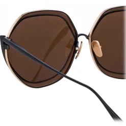 Linda Farrow - Aspen Hexagon Sunglasses in Nickel and Rose Gold - LFL1355C4SUN - Linda Farrow Eyewear - Avvenice