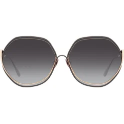 Linda Farrow - Aspen Hexagon Sunglasses in Nickel - LFL1355C1SUN - Linda Farrow Eyewear - Avvenice