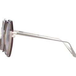 Linda Farrow - Aspen Hexagon Sunglasses in Metallic Brown - LFL1355C2SUN - Linda Farrow Eyewear - Avvenice