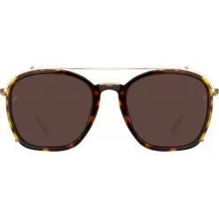 Linda Farrow - Aston Square Sunglasses in Light Gold - LFL1359C2SUN - Linda Farrow Eyewear - Avvenice