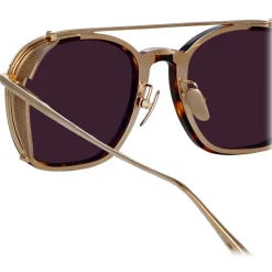 Linda Farrow - Aston Square Sunglasses in Light Gold - LFL1359C2SUN - Linda Farrow Eyewear - Avvenice