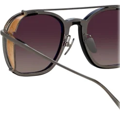 Linda Farrow - Aston Square Sunglasses in White Gold - LFL1359C2SUN - Linda Farrow Eyewear - Avvenice