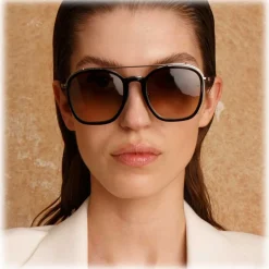 Linda Farrow - Aston Square Sunglasses in White Gold - LFL1359C2SUN - Linda Farrow Eyewear - Avvenice