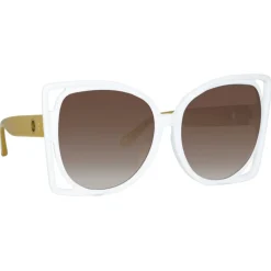 Linda Farrow - Astra Cat Eye Sunglasses in White - LFL1357C4SUN - Linda Farrow Eyewear - Avvenice
