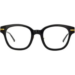 Linda Farrow - Atkins D-Frame Optical Glasses in Black Yellow Gold - LF42C1OPT - Linda Farrow Eyewear - Avvenice