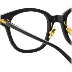 Linda Farrow - Atkins D-Frame Optical Glasses in Black Yellow Gold - LF42C1OPT - Linda Farrow Eyewear - Avvenice