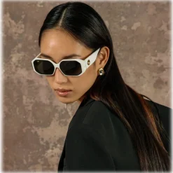 Linda Farrow - Bailey Angular Sunglasses in White - LFL1427C2SUN - Linda Farrow Eyewear - Avvenice