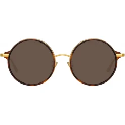 Linda Farrow - Bara Round Sunglasses in Tortoiseshell - LFL1247C5SUN - Linda Farrow Eyewear - Avvenice