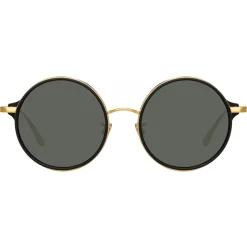 Linda Farrow - Bara Round Sunglasses in Black - LFL1247C4SUN - Linda Farrow Eyewear - Avvenice