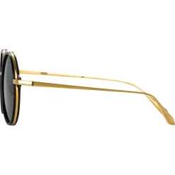 Linda Farrow - Bara Round Sunglasses in Black - LFL1247C4SUN - Linda Farrow Eyewear - Avvenice