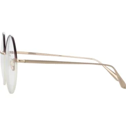 Linda Farrow - Bea Round Optical Glasses in Mocha Light Gold - LFL1333C6OPT - Linda Farrow Eyewear - Avvenice