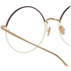 Linda Farrow - Bea Round Optical Glasses in Mocha Light Gold - LFL1333C6OPT - Linda Farrow Eyewear - Avvenice