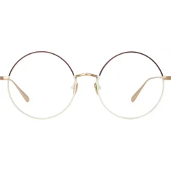 Linda Farrow - Bea Round Optical Glasses in Mocha Light Gold - LFL1333C6OPT - Linda Farrow Eyewear - Avvenice