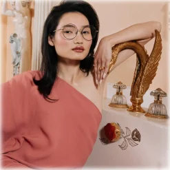 Linda Farrow - Bea Round Optical Glasses in Yellow Gold - LFL1333C1OPT - Linda Farrow Eyewear - Avvenice