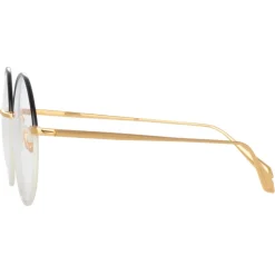 Linda Farrow - Bea Round Optical Glasses in Black Yellow Gold - LFL1333C5OPT - Linda Farrow Eyewear - Avvenice