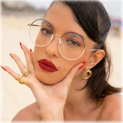 Linda Farrow - Bea Round Optical Glasses in Black Yellow Gold - LFL1333C5OPT - Linda Farrow Eyewear - Avvenice