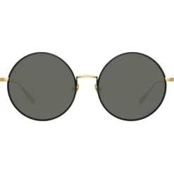 Linda Farrow - Bea Round Sunglasses in Yellow Gold Grey - LFL1333C3SUN - Linda Farrow Eyewear - Avvenice