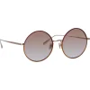 Linda Farrow - Bea Round Sunglasses in Light Gold Red - LFL1333C9SUN - Linda Farrow Eyewear - Avvenice