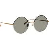 Linda Farrow - Bea Round Sunglasses in Yellow Gold and Black - LFL1333C7SUN - Linda Farrow Eyewear - Avvenice