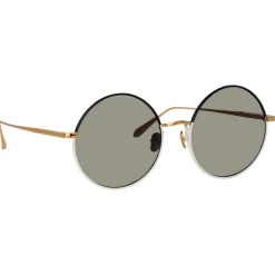 Linda Farrow - Bea Round Sunglasses in Yellow Gold and Black - LFL1333C7SUN - Linda Farrow Eyewear - Avvenice