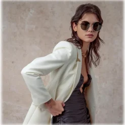 Linda Farrow - Bea Round Sunglasses in Yellow Gold and Black - LFL1333C7SUN - Linda Farrow Eyewear - Avvenice