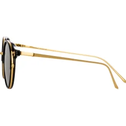 Linda Farrow - Beni C1 Oval Sunglasses in Black - LFL802C1SUN - Linda Farrow Eyewear - Avvenice